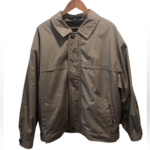 London Fog Mens XL Reg Olive Green Zip Up Bomber jacket zip in wool liner - Picture 1 of 11